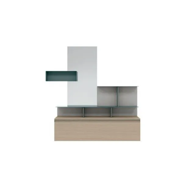 Mobile ingresso 05 in materico rovere sabbia e cemento chiaro di Tomasella