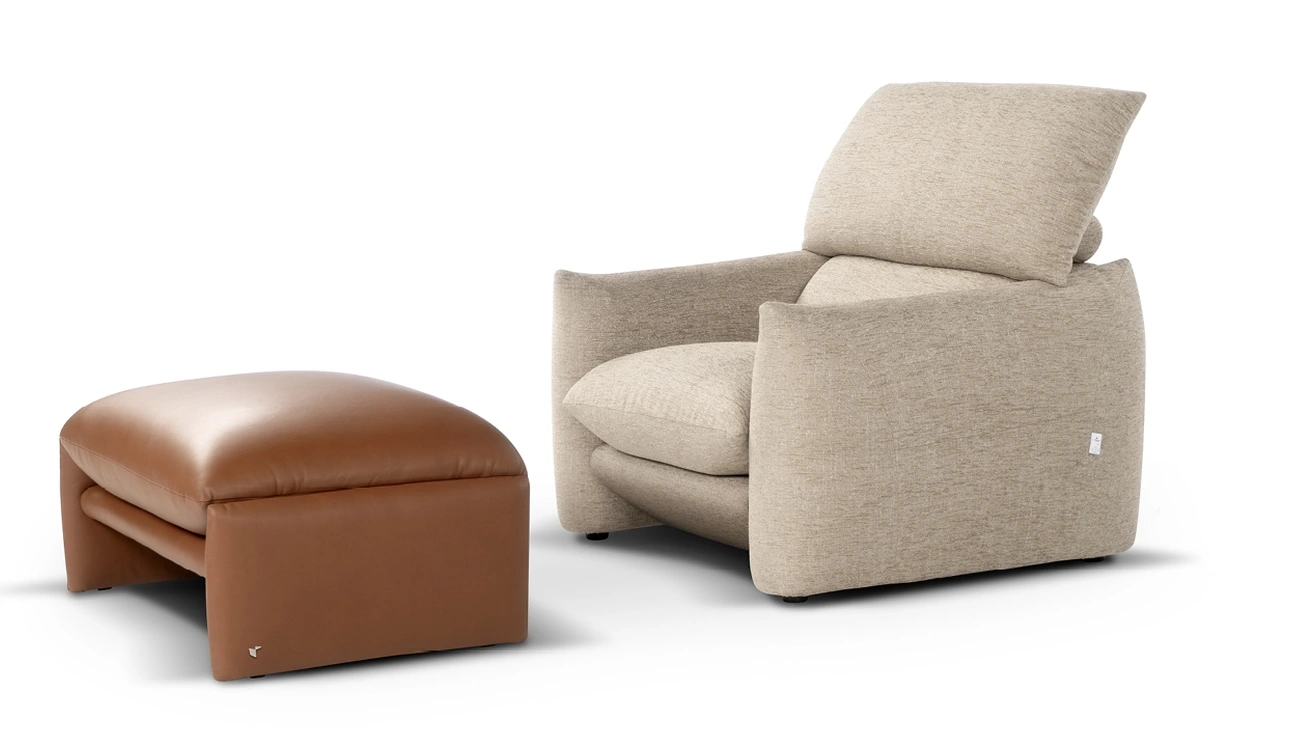 Pouf in pelle Choco Magic di Calia