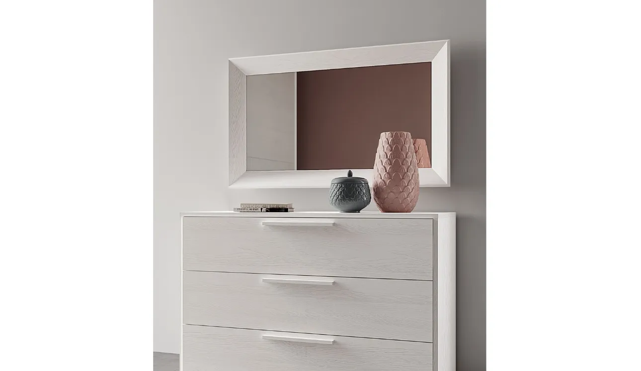 Specchio rettangolare Talia con cornice in finitura Matwood White di SantaLucia