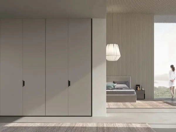 Armadio Atelier ad anta battente Line in laccato opaco di Adok