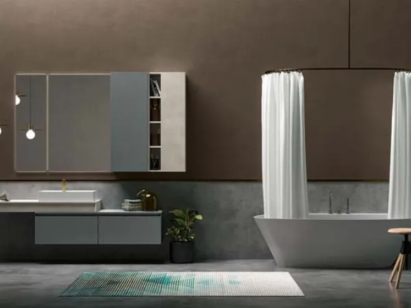 Mobile da Bagno sospeso in laccato carta da zucchero e top in laccato effetto resina 45 01 di Birex