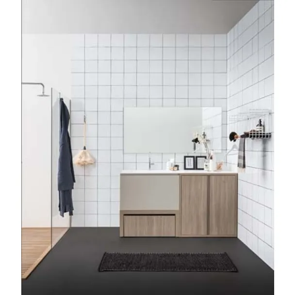 Mobile Bagno da appoggio in melaminico e laccato con top in mineral marmo Acqua e Sapone 05 di Birex