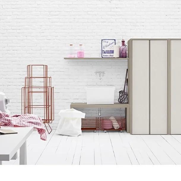 Mobile da Bagno in melaminico e lavabo in ceramica Acqua e Sapone Lavanderia 02 di Birex