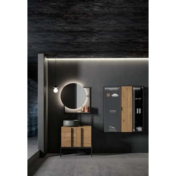 Mobile da Bagno a terra  in rovere e alluminio Sidero 09 di Birex