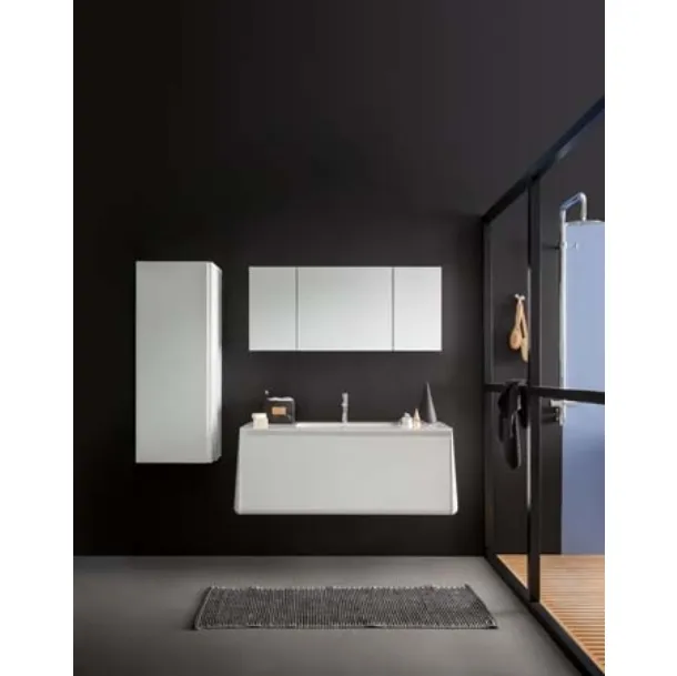 Mobile da Bagno sospeso in laccato bianco opaco e top in Corian Campus 04 di Birex