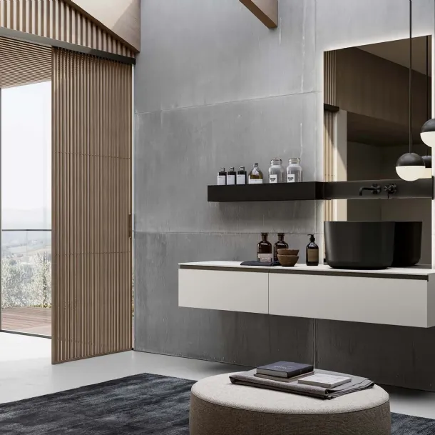 Mobile da Bagno sospeso Gola Up 06 in Fenix NTM bianco Kos di Birex