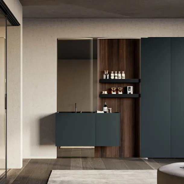 Mobile da Bagno sospeso in laccato opaco grigio antracite Major 06 di Birex