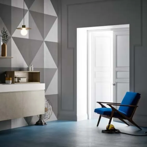 Mobile da Bagno sospeso in laccato metallico e top in Corian Memento 01 di Birex