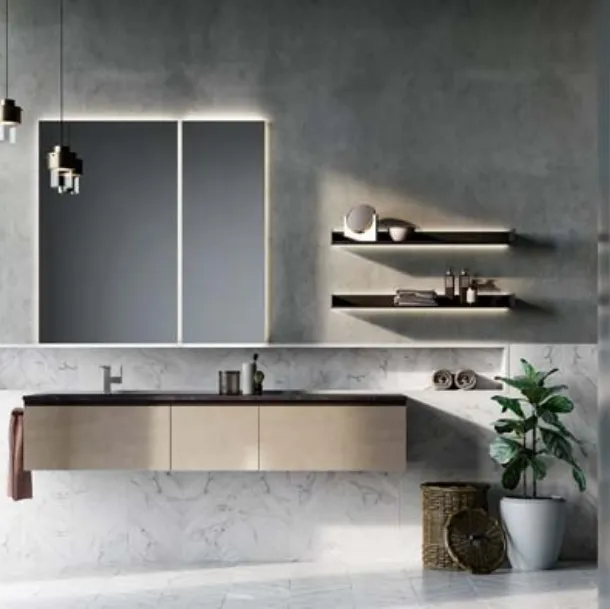 Mobile da Bagno sospeso in laccato metallico Sidero 07 di Birex
