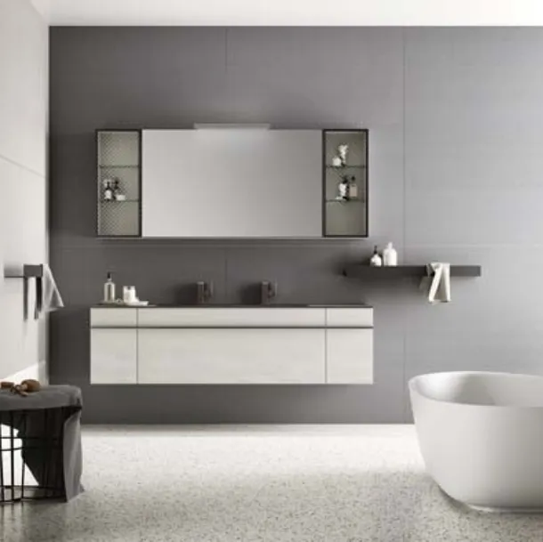 Mobile da Bagno sospeso in laccato effetto resina e top in alluminio Sidero 10 di Birex