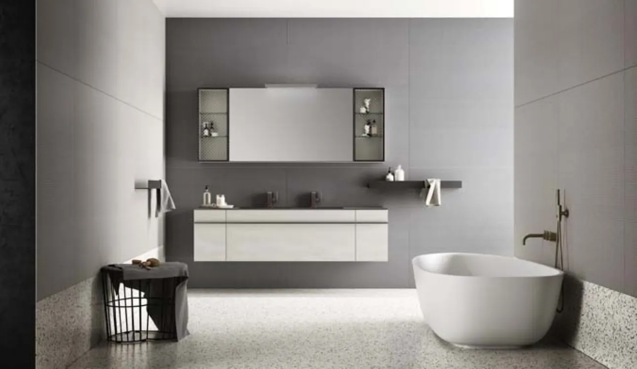 Mobile da Bagno sospeso in laccato effetto resina e top in alluminio Sidero 10 di Birex