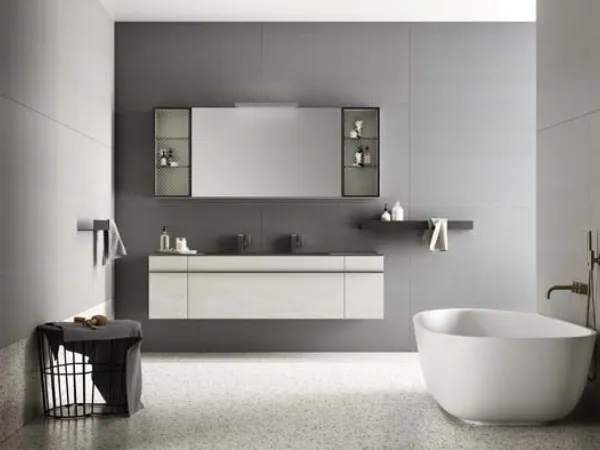 Mobile da Bagno sospeso in laccato effetto resina e top in alluminio Sidero 10 di Birex
