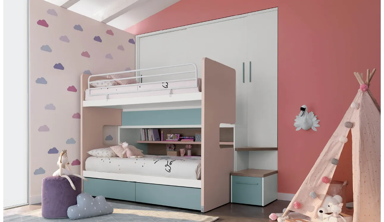 Cameretta in melaminico Alpha Letto a Castello M020 di Doimo Cityline