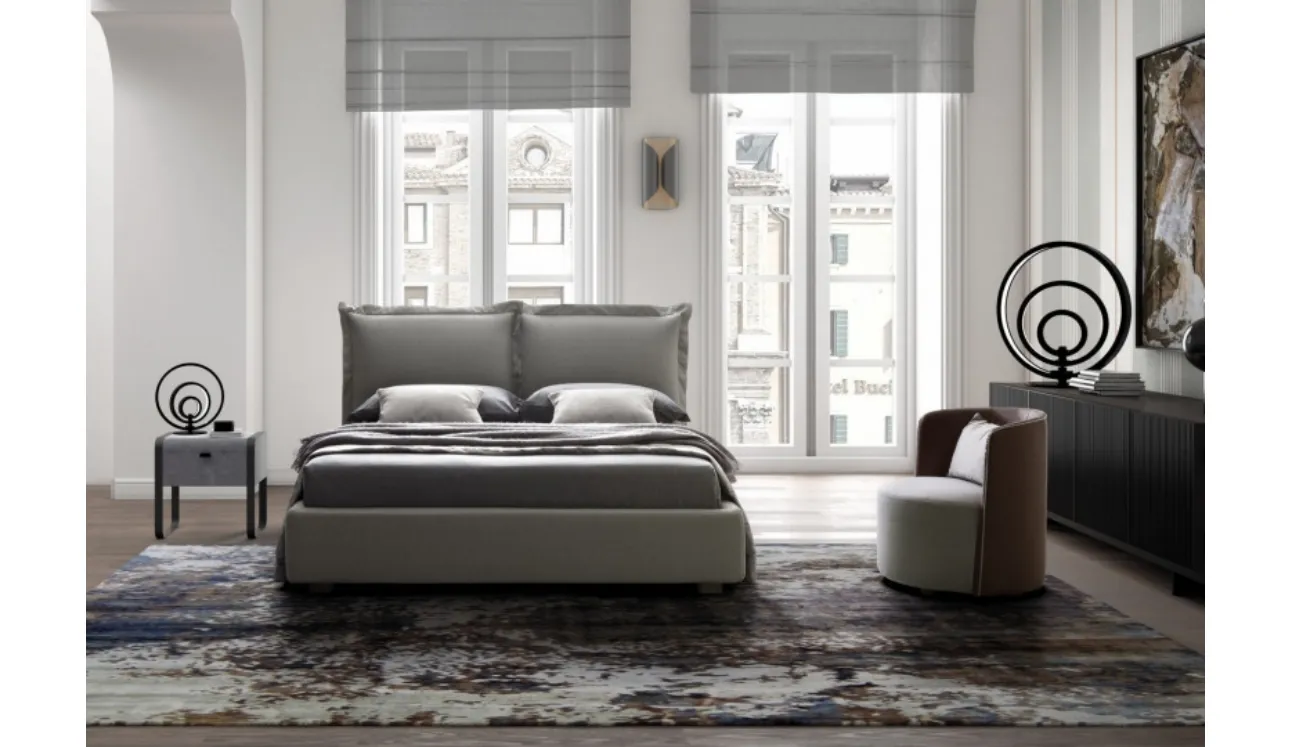 Letto con testiera in tessuto imbottito Catlin di Le Comfort