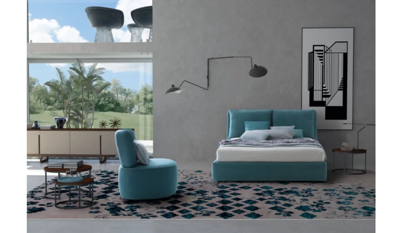 Letto in tessuto imbottito con testiera Fris di Le Comfort