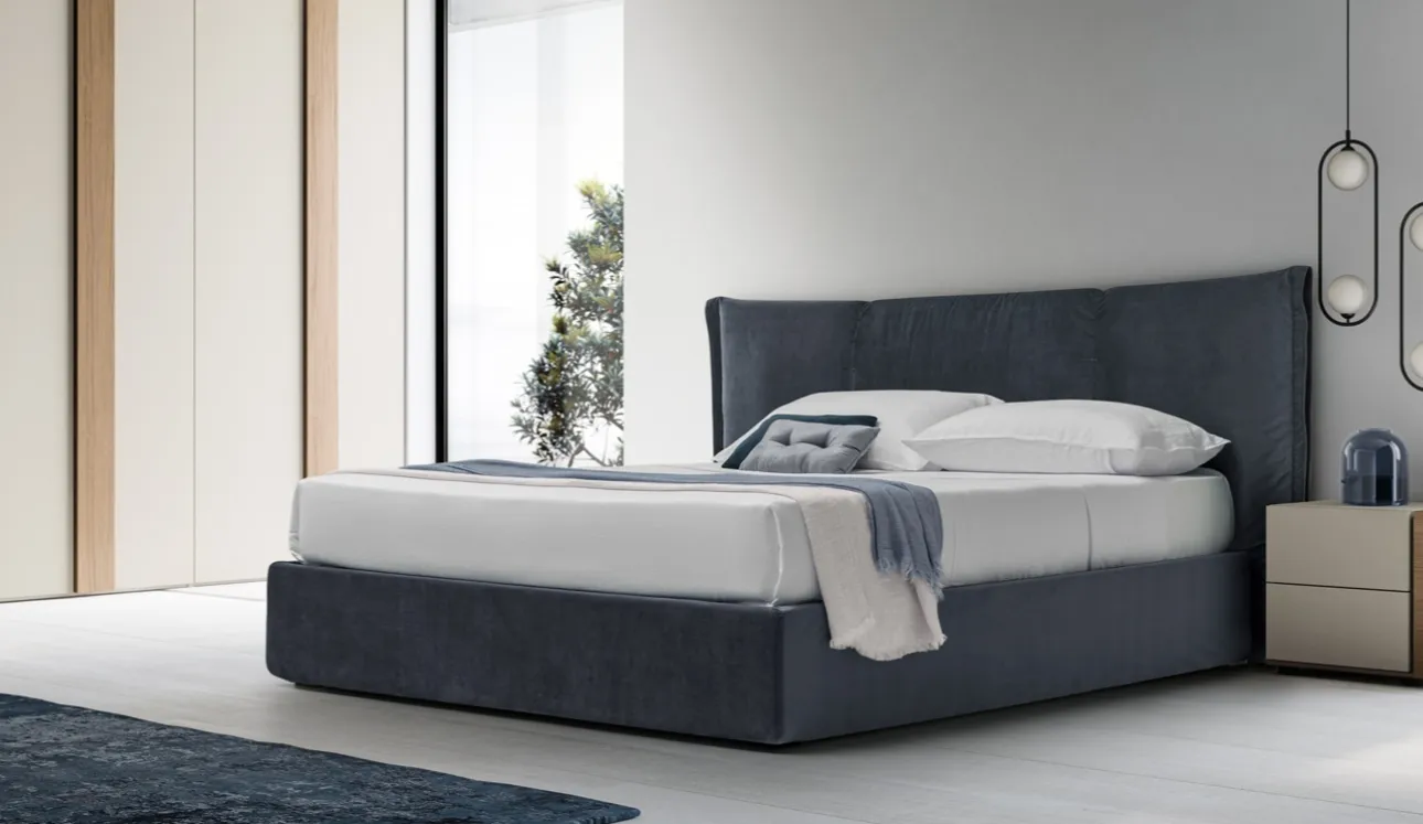 Letto in tessuto con box contenitore e testiera Ghibli Box di SantaLucia