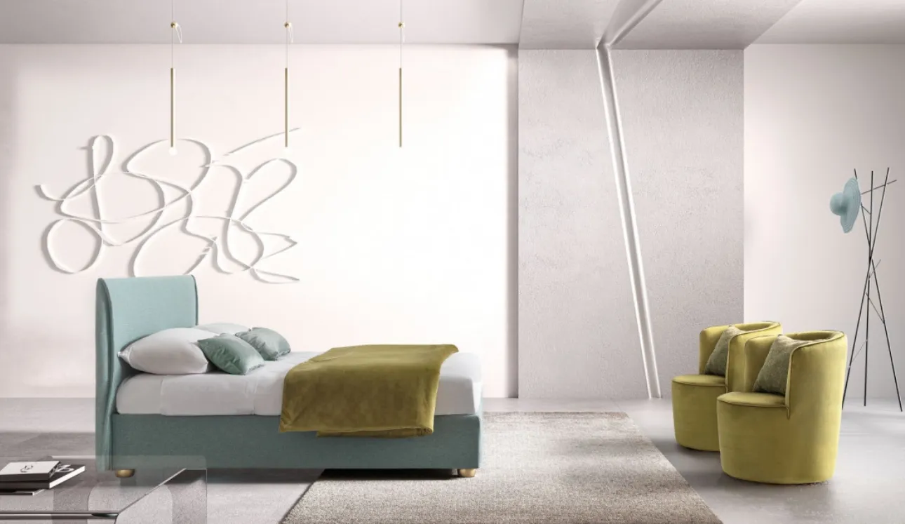 Letto matrimoniale in tessuto con testiera Hesperis di Le Comfort