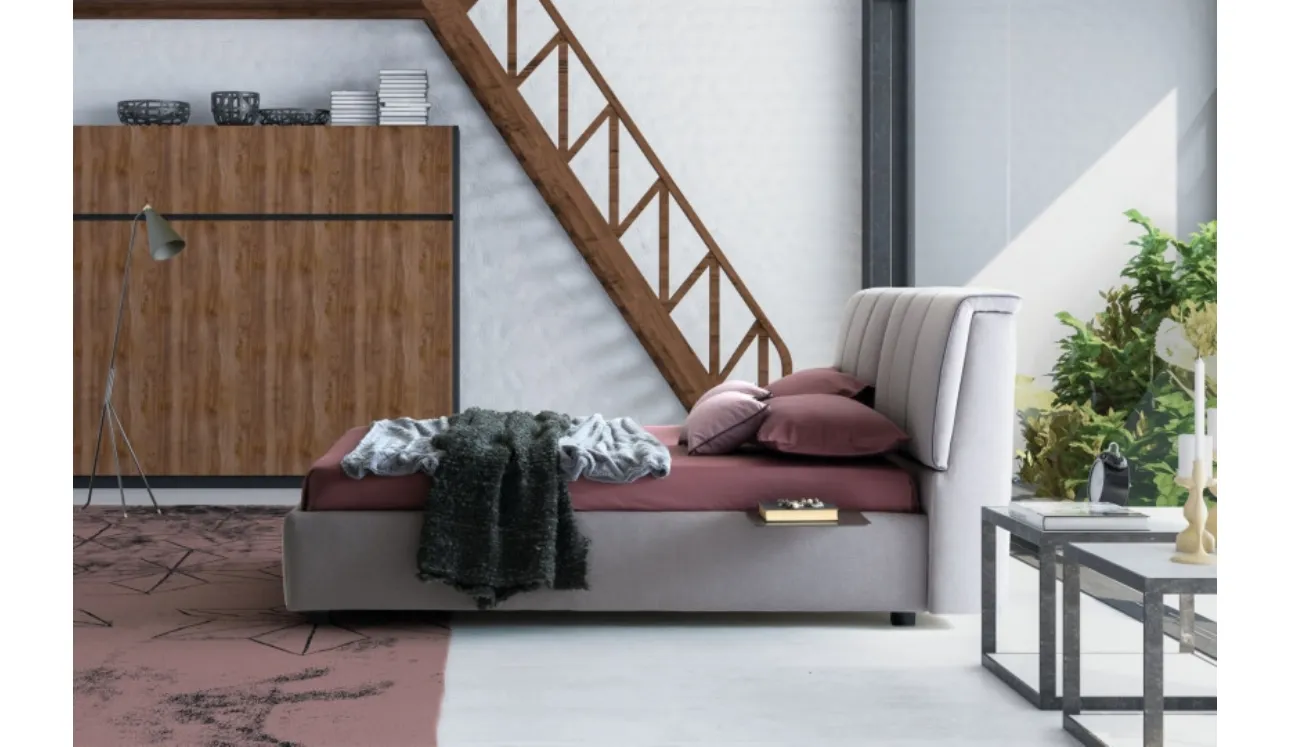 Letto in tessuto con testiera contenitore Inside di Le Comfort