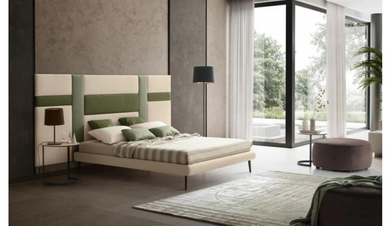 Letto in tessuto con testiera modulare Ground di Le Comfort