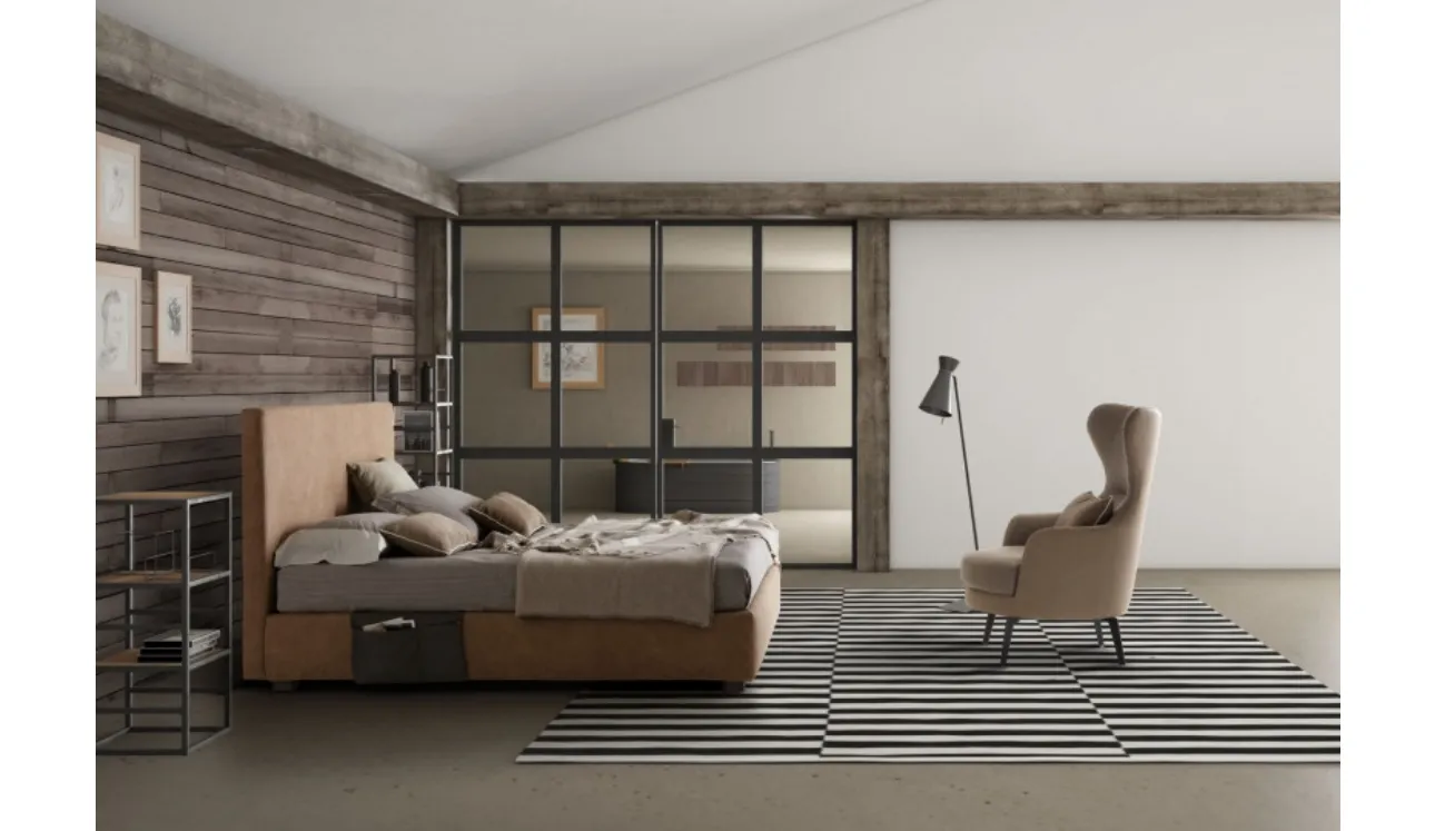 Letto in ecopelle con testiera Illy di Le Comfort