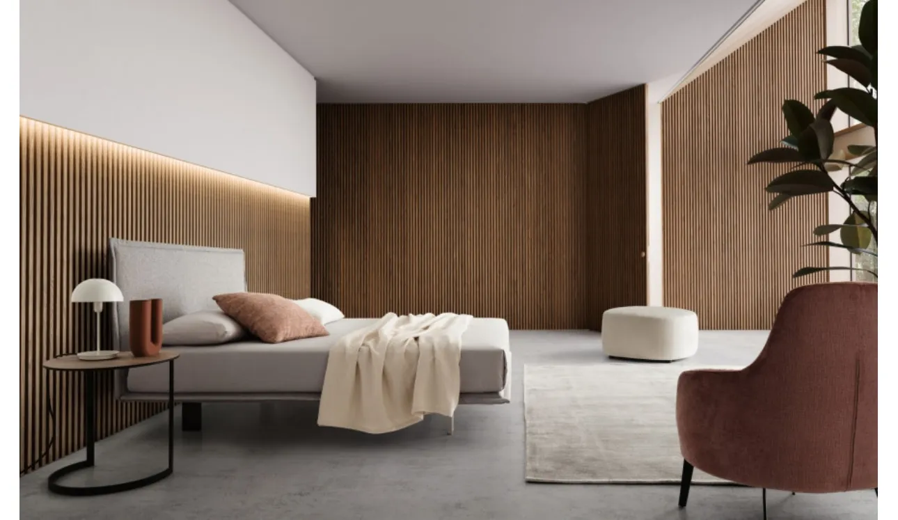 Letto con testiera in tessuto Vasco di Le Comfort