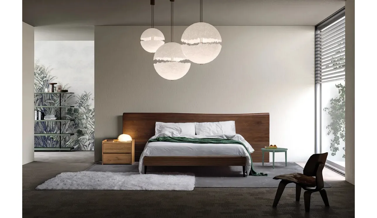 Letto Zen Dark Brown in massello di Rovere con testiera di Devina Nais