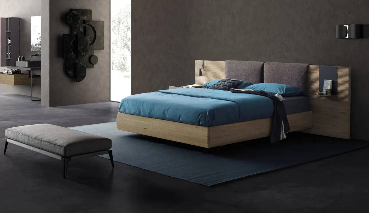 Letto Zen con testiera a terra e box contenitore di Devina Nais