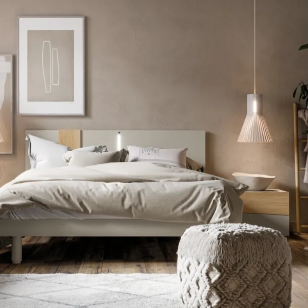 Letto laccato opaco con testiera Zoom di SantaLucia