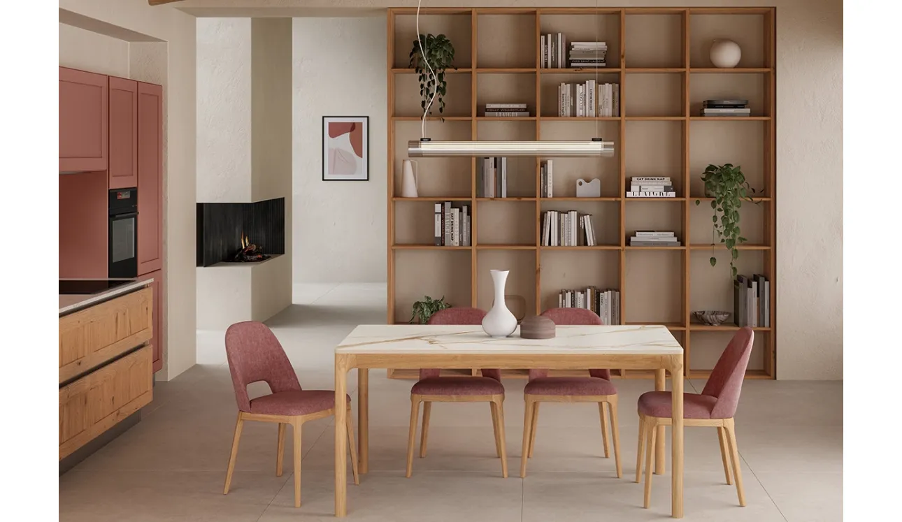 Libreria componibile Living 05 in Rovere nodoso di Veneta Cucine