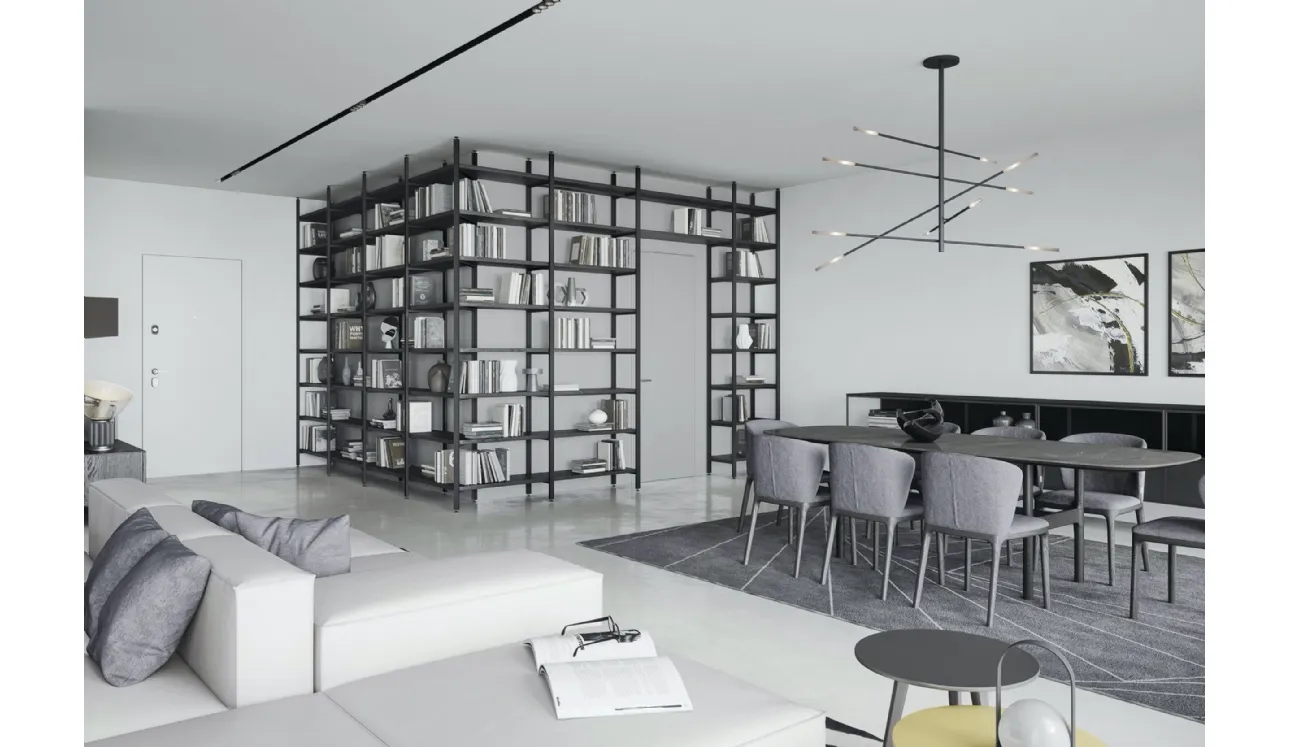 Libreria angolare a muro Pontile 01 in laccato opaco di Novamobili