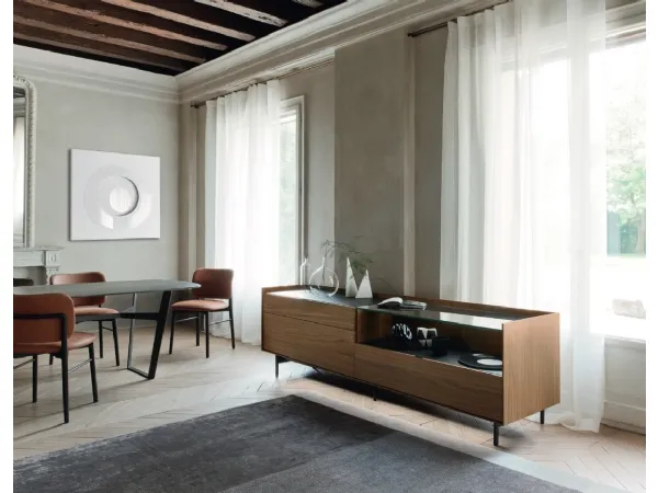 Madia Cabaret 56B in impiallacciato Noce e top in ceramica di Sangiacomo