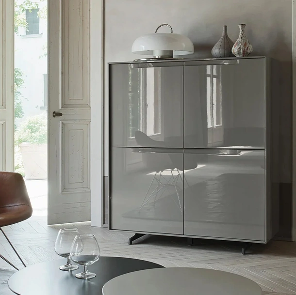 Madia Vela 03 in laccato lucido Ardesia di Sangiacomo