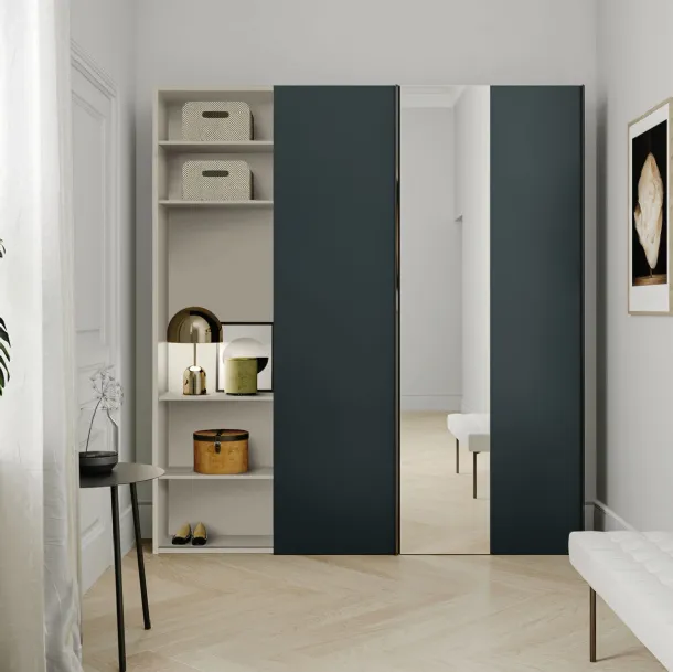 Mobile ingresso in laccato opaco con mensole Skap 03 di Birex