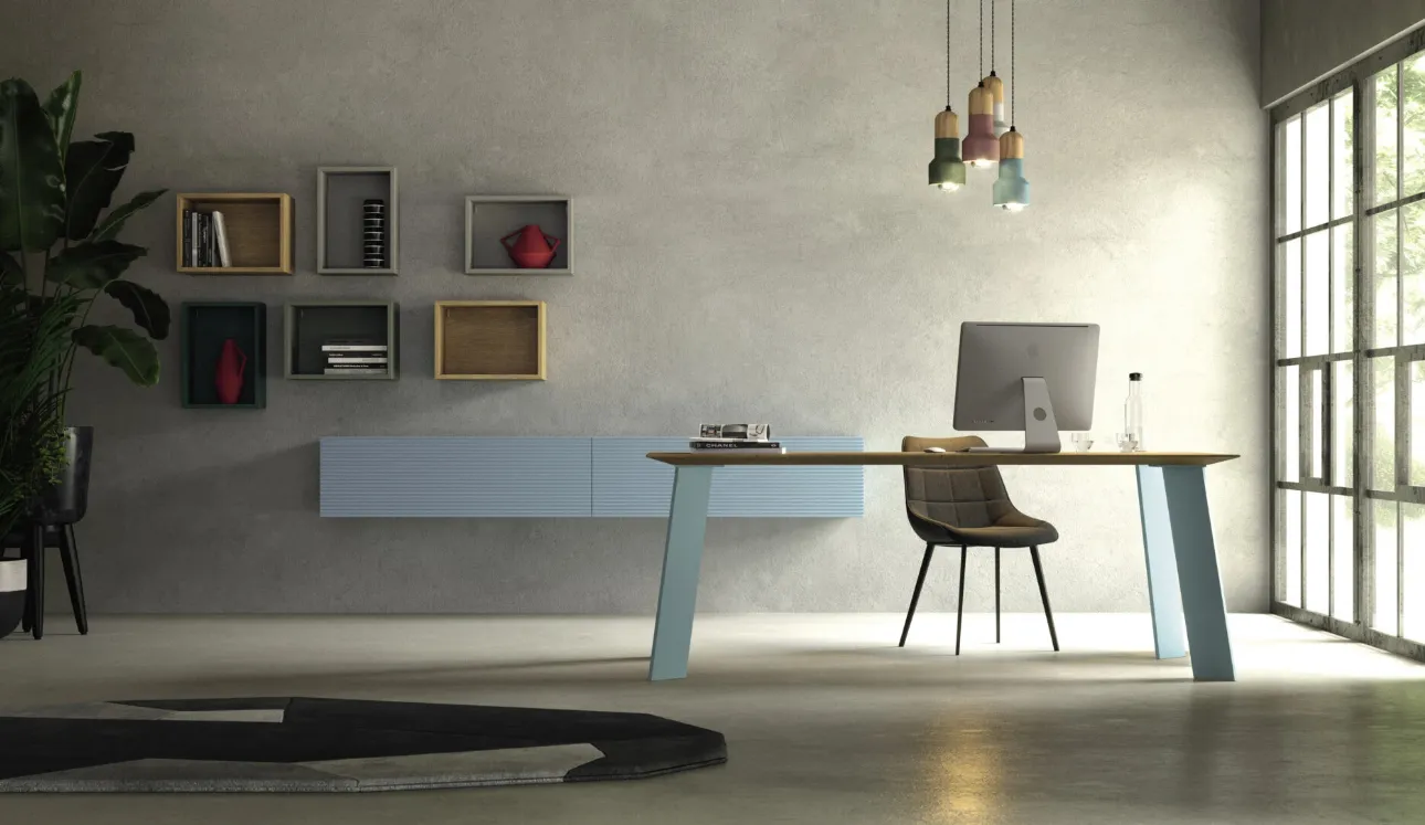 Mobile sospeso Living Zero 16 L28 in legno di Rovere massello laccato di Devina Nais