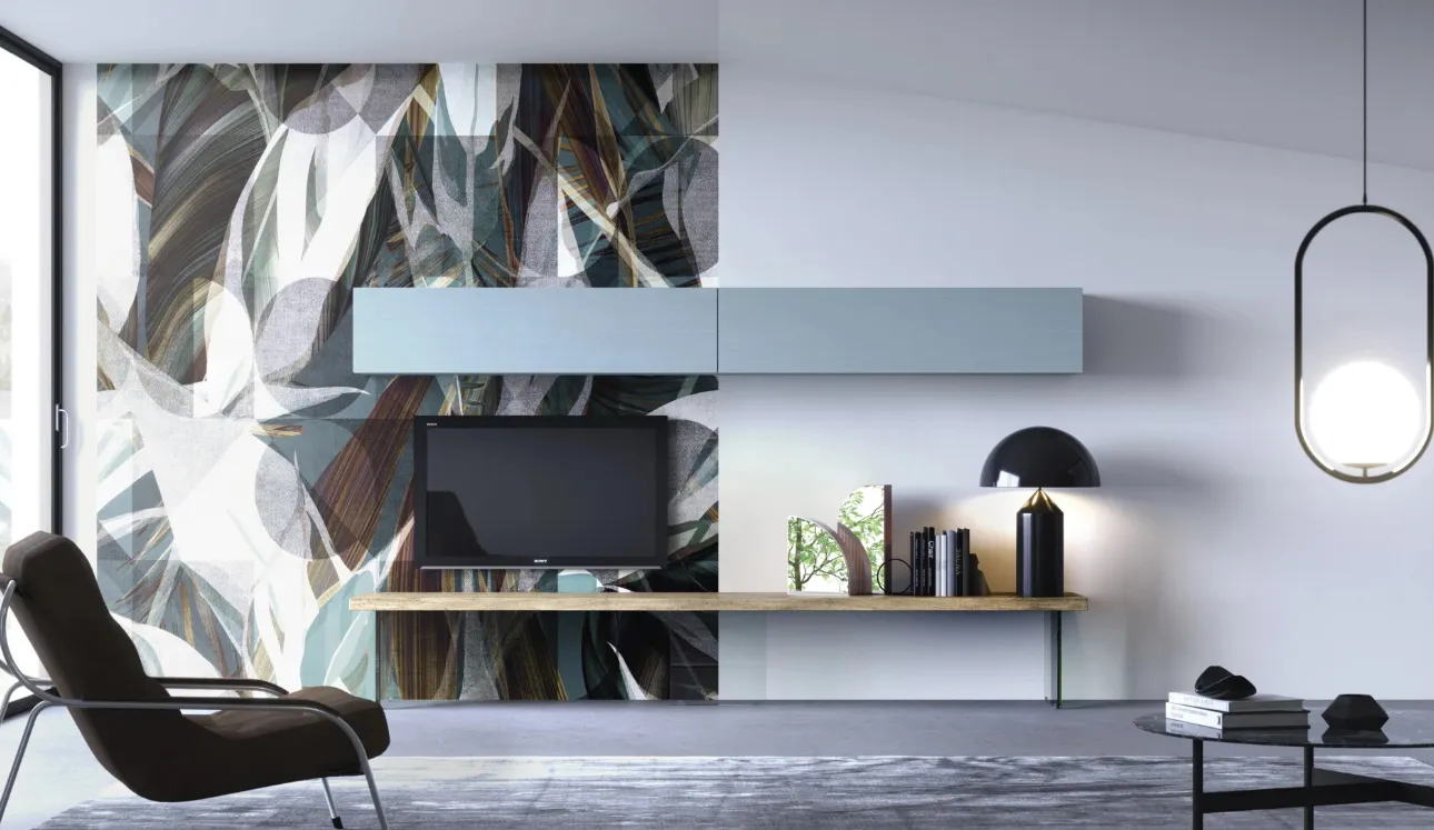 Parete attrezzata Zero 16 L23 in legno di Rovere laccato di Devina Nais