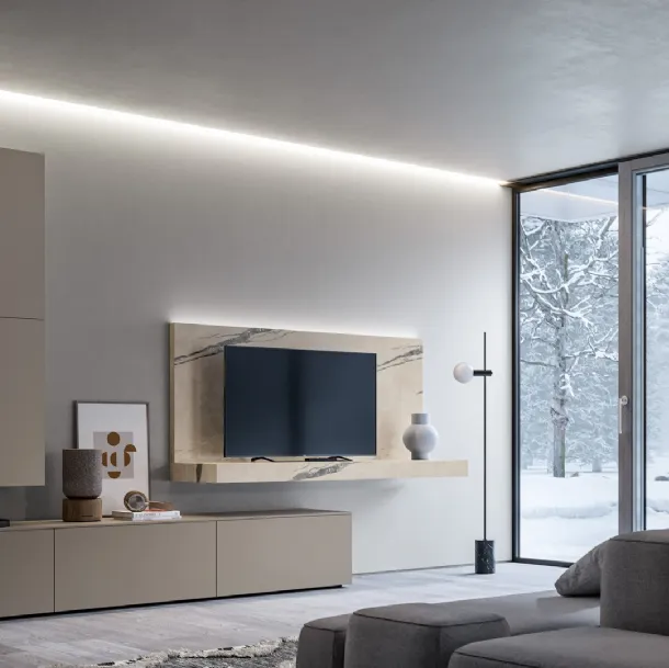 Parete Attrezzata GS303 in melaminico statuario e laccato opaco SantaLucia
