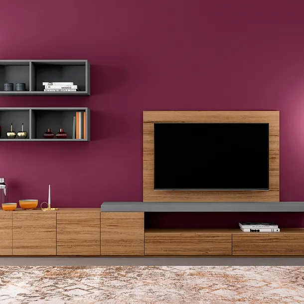 Parete attrezzata Zero 16 L15 in legno di Rovere massello di Devina Nais