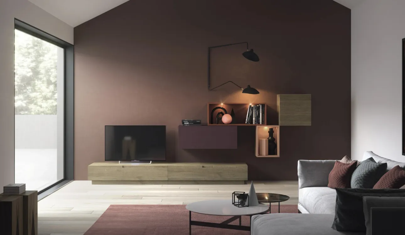 Parete Attrezzata Zero 16 L25 in legno di Rovere di Devina Nais