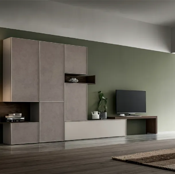 Parete Attrezzata con ante in ecopelle KD010 di SantaLucia