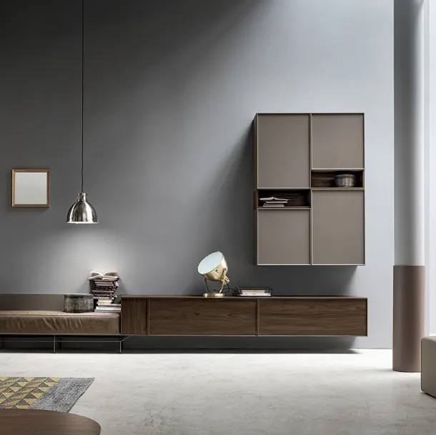 Parete Attrezzata con divanetto incorporato nella base KD013 di SantaLucia