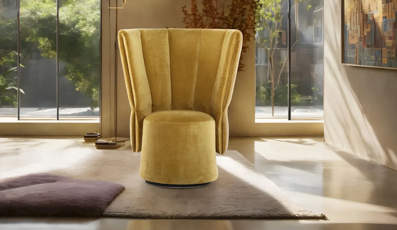 Poltroncina in tessuto con schienale alto trapuntato Vivì di Calia