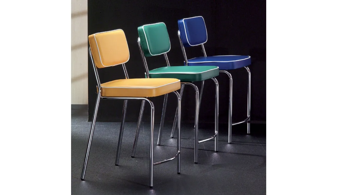Sgabello Hollywood Stool 60 in ecopelle imbottita di La Seggiola