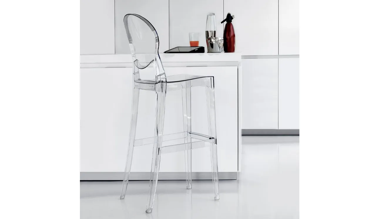 Sgabello Ink Stool 74 in policarbonato trasparente di La Seggiola