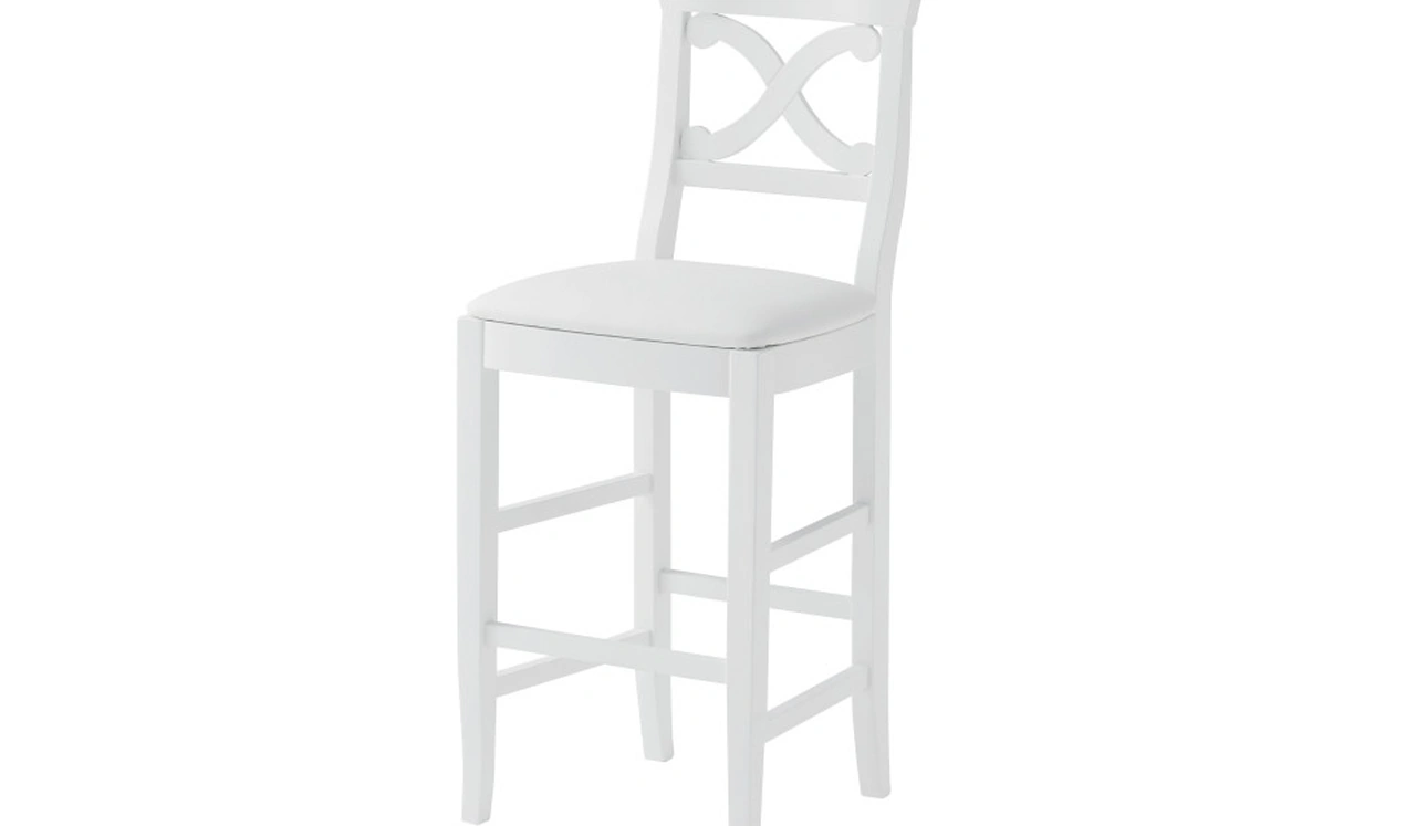 Sgabello Victory in faggio laccato opaco con seduta in ecopelle imbottita di Veneta Cucine