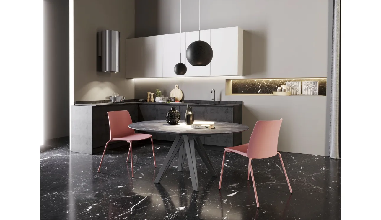 Tavolo allungabile Apple in ceramica ossido nero di Zamagna
