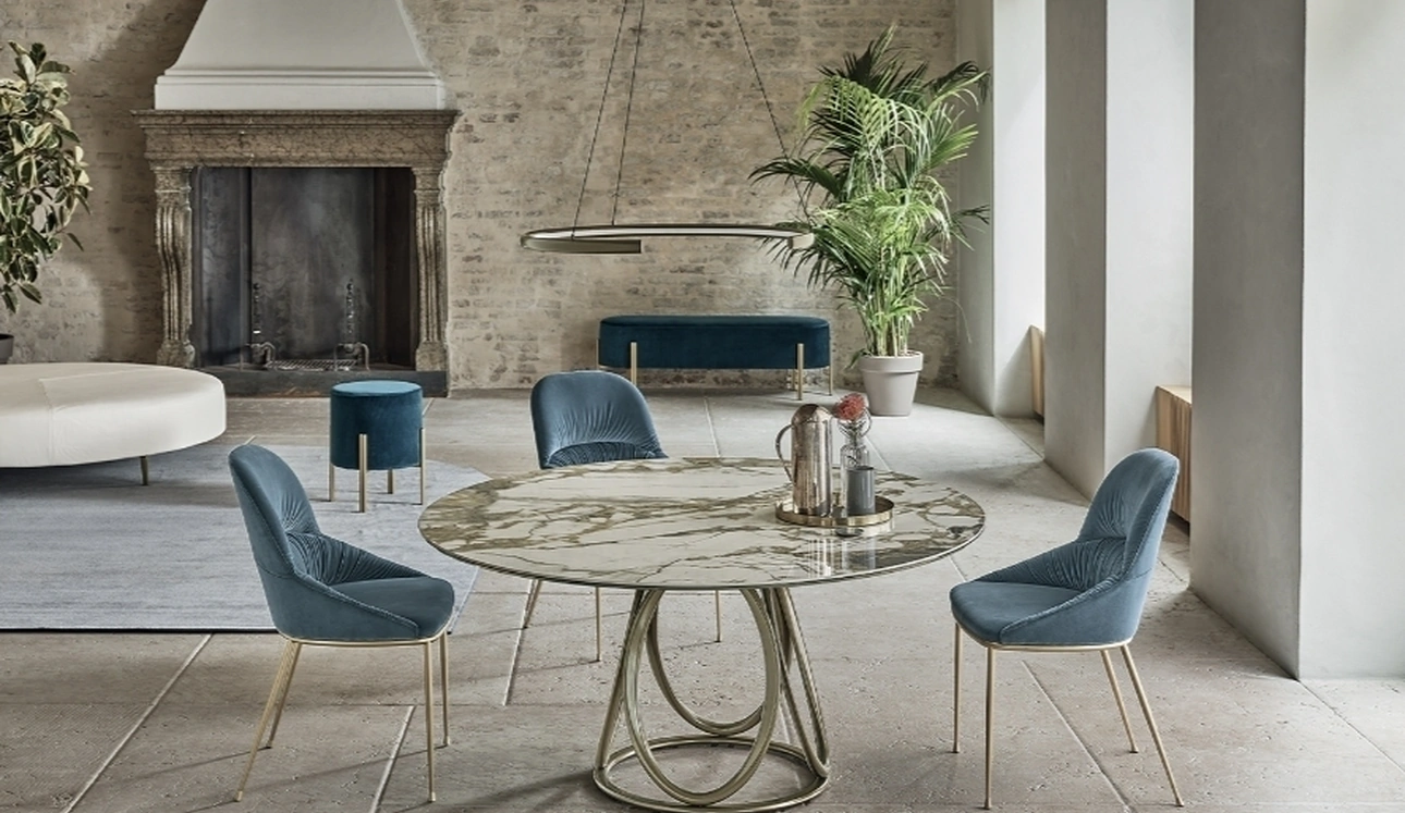 Tavolo Louis Rotondo in SuperMarmo di Bontempi