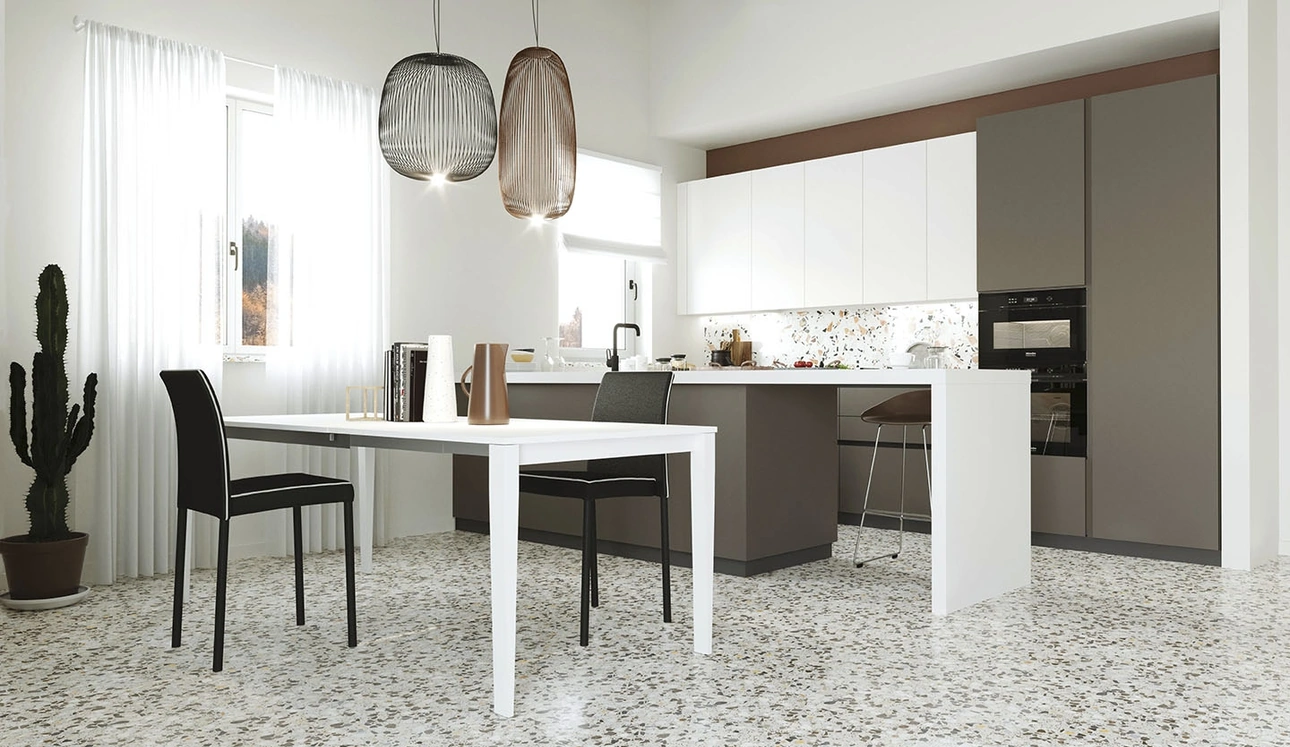 Tavolo allungabile Diapason in vetroceramica bianco Calacatta di Zamagna