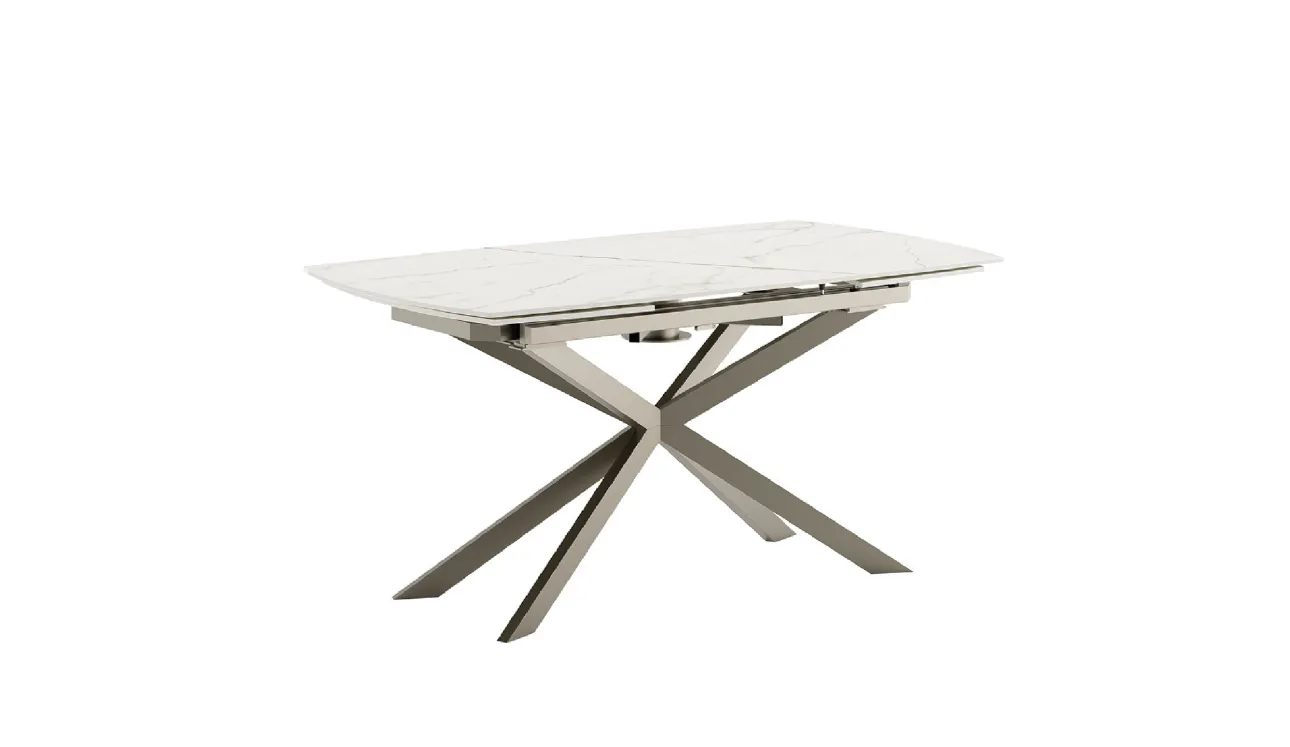 Tavolo allungabile Kanto Caranto con piano in ceramica e struttura in metallo di Veneta Cucine