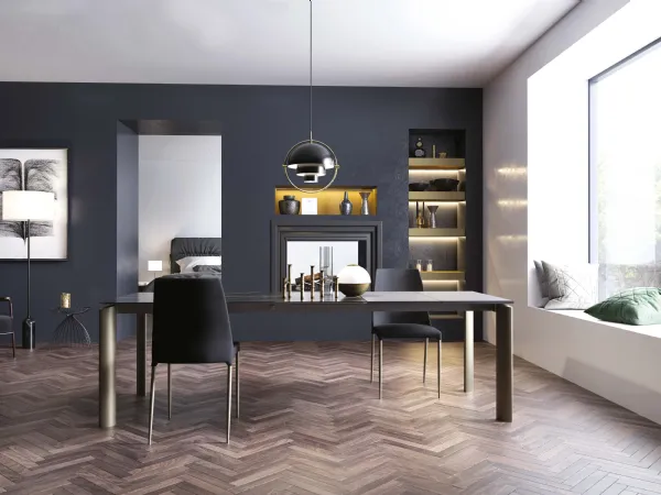 Tavolo T1507 Circle 160 in vetroceramica lucida di Zamagna
