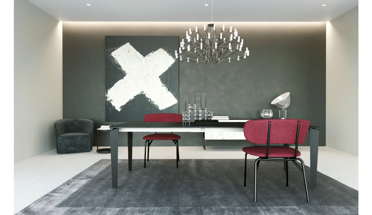Tavolo T1522 Freccia 160 in laminato nero di Zamagna